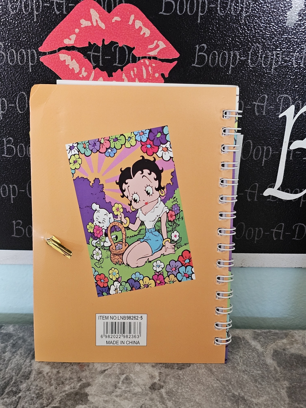 Betty Boop White Spiral Notebook with Yellow Pen